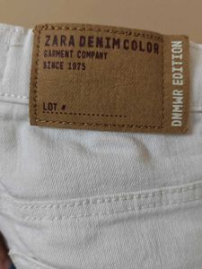 Zara Original White Denim Casual Pants