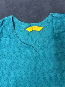 Blue Textured Kurta