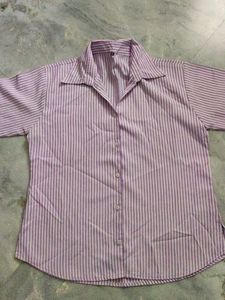 Striped Purple Button-Up Shirt