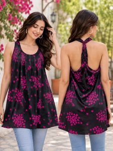 Stylish Black & Pink Star Print Top