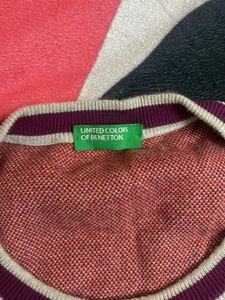 Maroon Printed Crew Neck Sweater