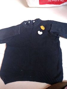 Cozy Black Knit Sweater with Applique