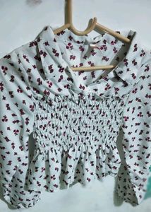 Casual Floral Print Women White Top