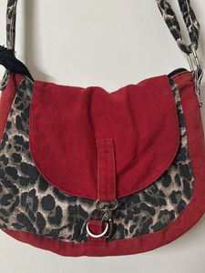 Red &amp; Animal Print Crossbody Bag