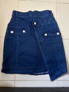 Denim Wrap Skirt with silver Buttons