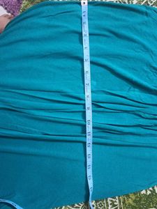 Teal Ruched Dress with Embellished Waist