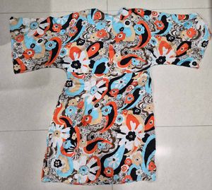 Retro Floral Print Kimono Dress