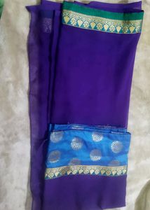 Elegant Blue &amp; Purple Sari