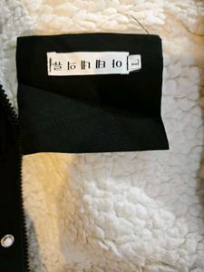 Black Hooded Jacket with Bear Print