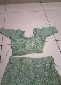 Embellished Mint Green Lehenga Choli Set