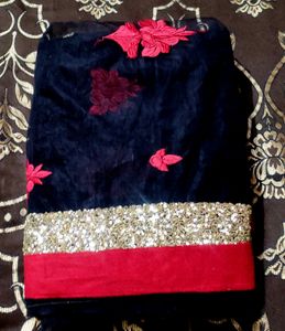 Black Partywear Saree With Sequence Work