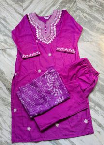 Vibrant Purple Embroidered Kurta Set