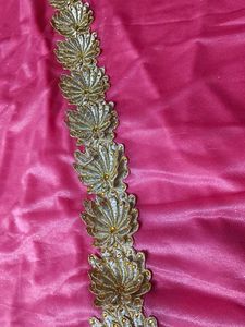 Elegant Pink &amp; Gold Embroidered Saree Blouse Piece
