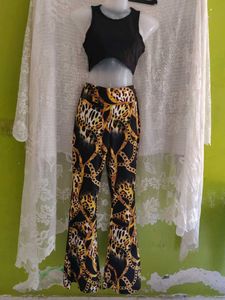 Stylish Crop Top & Printed Pants Set