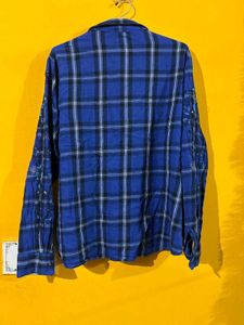 Blue Plaid Embroidered Shirt