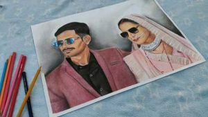 pencil color couple portrait ✨️ 😍  💖 ❤️