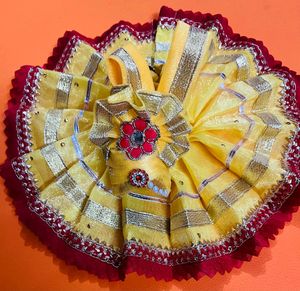 Laddu Gopal Fancy Dress Fabric Net Colour Yellow