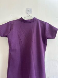 Elegant Purple Mock Neck dress
