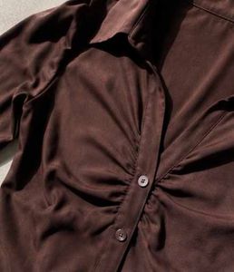 Chic Brown Flared Sleeve Blouse