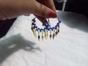 Blue Beaded Gold Leaf Hoop Earrings ✨and a free re