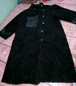 Cozy Black Longline Fleece Coat