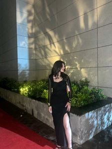 Elegant Black Ruched Maxi Dress