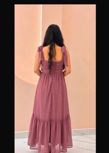 Chic Mauve Ruffled Maxi Dress