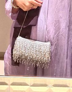 Stunning Beaded Silver Bag partywear