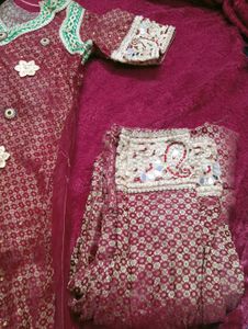 Maroon Khada Dupatta Set Heavy Pearl &amp; Zari work