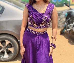 Stunning Purple Embroidered Lehenga Choli Set
