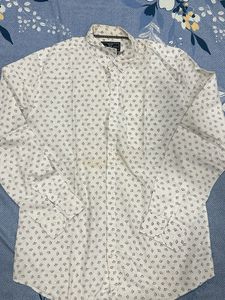 Men's White Printed Slim Fit Shirt