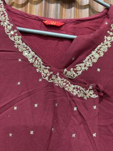 Maroon Kurta with Gold Embellishments