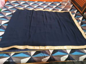 Elegant Navy Blue saree with Gold Border