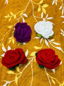 Set of any 2 Crochet Rose Hair Clips