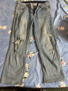 Distressed Light Wash Flare Jeans