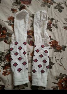 White Socks with Red Diamond Pattern