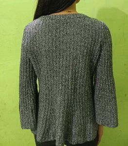 Gray Peplum Knit Top