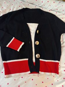 Chic V-Neck Cardigan with Gold Buttons