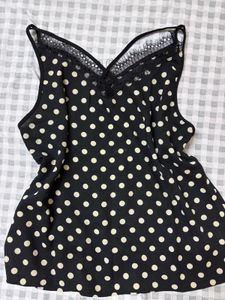 Polka Dot Cami with Lace Trim
