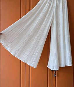 Elegant sequence White plazzo pants