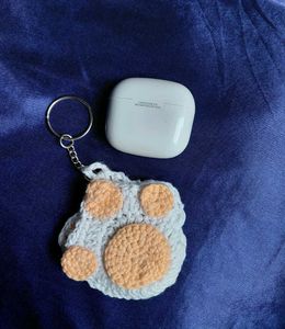 Crochet Cat Paw earphone holder, bag charm and key