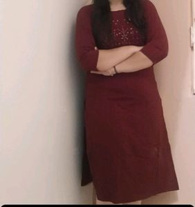Important Fabric , Maroon Colour Kurta