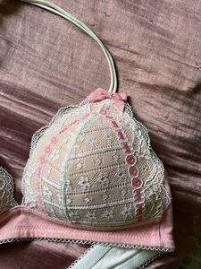 cute Lace Trimmed Pink Bra
