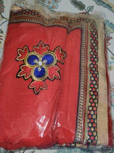Red Embroidered Saree