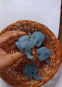 Crochet Elephant Keychains - Handmade Charm