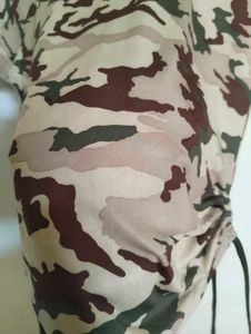 Camouflage Ruched Tie-Front Top