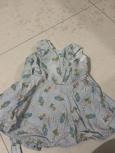 Light Blue Floral Print Baby Dress