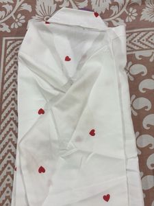 NEW White Heart Print Button-Up Shirt