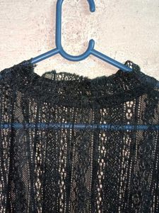 Sheer Black Lace Long Sleeve Top