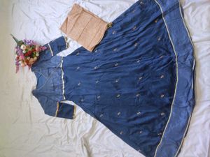 Elegant Blue Embroidered Anarkali Suit